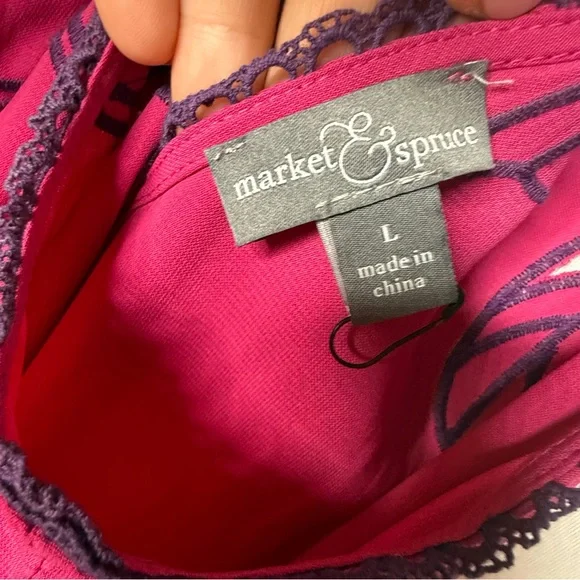 Market & Spruce Magenta Dress with Purple Trim - Picture 9 of 11